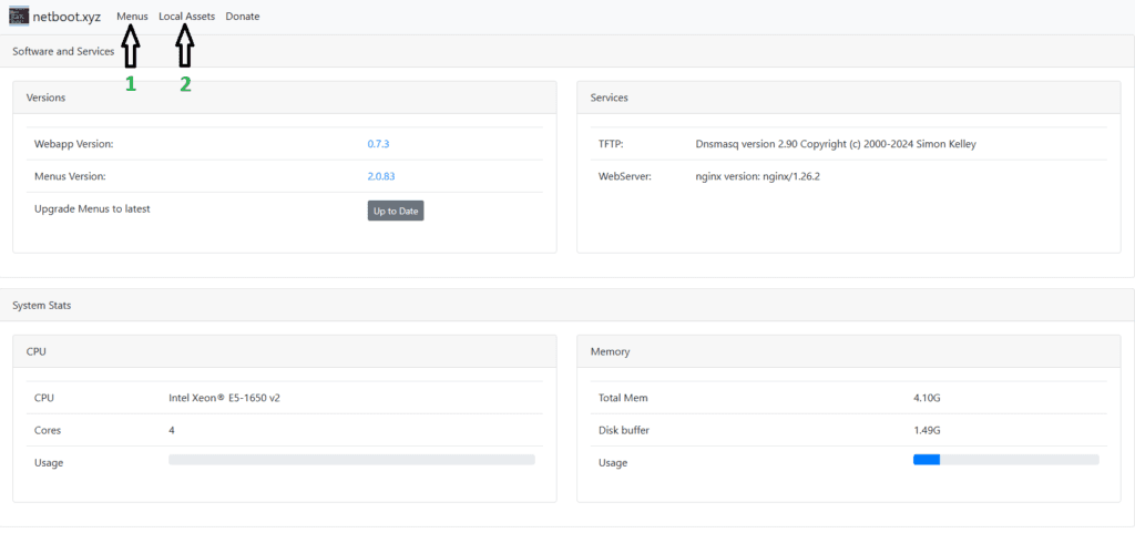 Netboot.xyz Dashboard for PXE Boot
