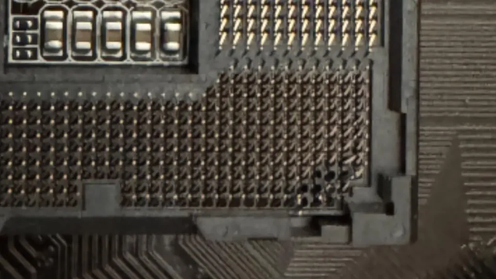 bent pins Bent pins on the motherboard socket