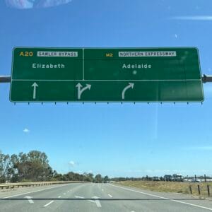 Sign on a highway for Adelaide