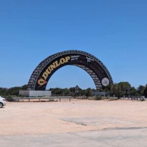 The iconic Dunlop Tire at the SA border